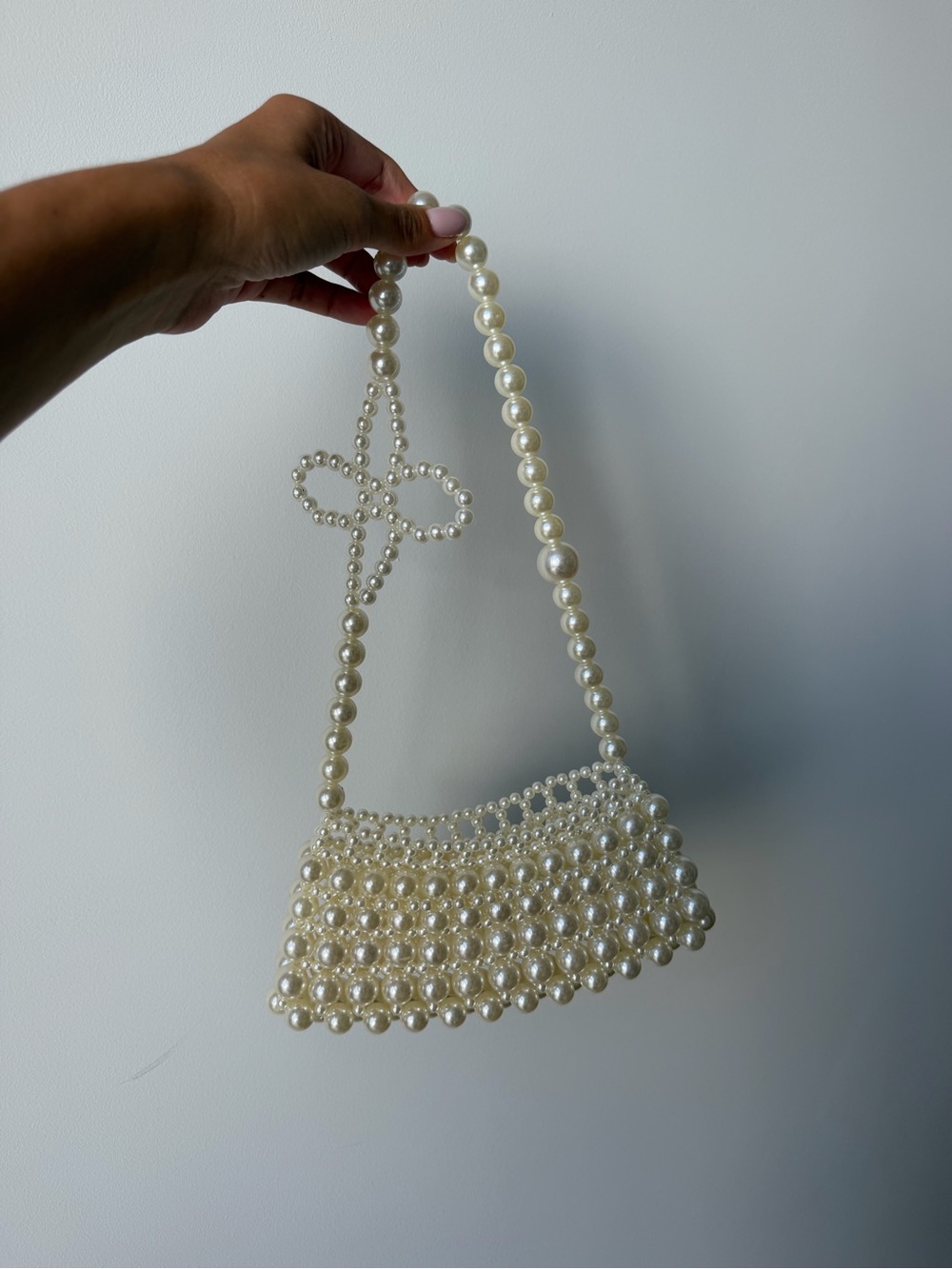 Pearl Beaded Shoulder Bag - Ivory